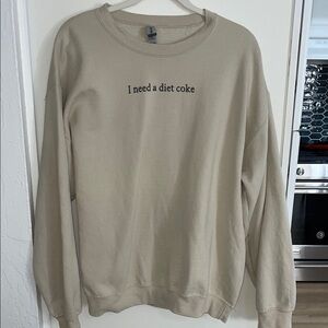 I NEED A DIET COKE Gildan Heavy Blend Beige Crewneck Sweatshirt | L